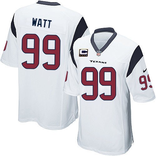 Youth Elite J.J. Watt C Patch Nike Jersey White Road - #99 NFL Houston Texans